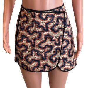 Isabel Marant Jupe Prunello Quilted Mini Skirt Womens 40 / 10 Ecru Blue Orange